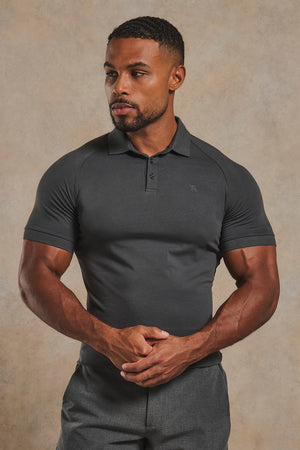 Muscle Fit Polo Shirt in Charcoal