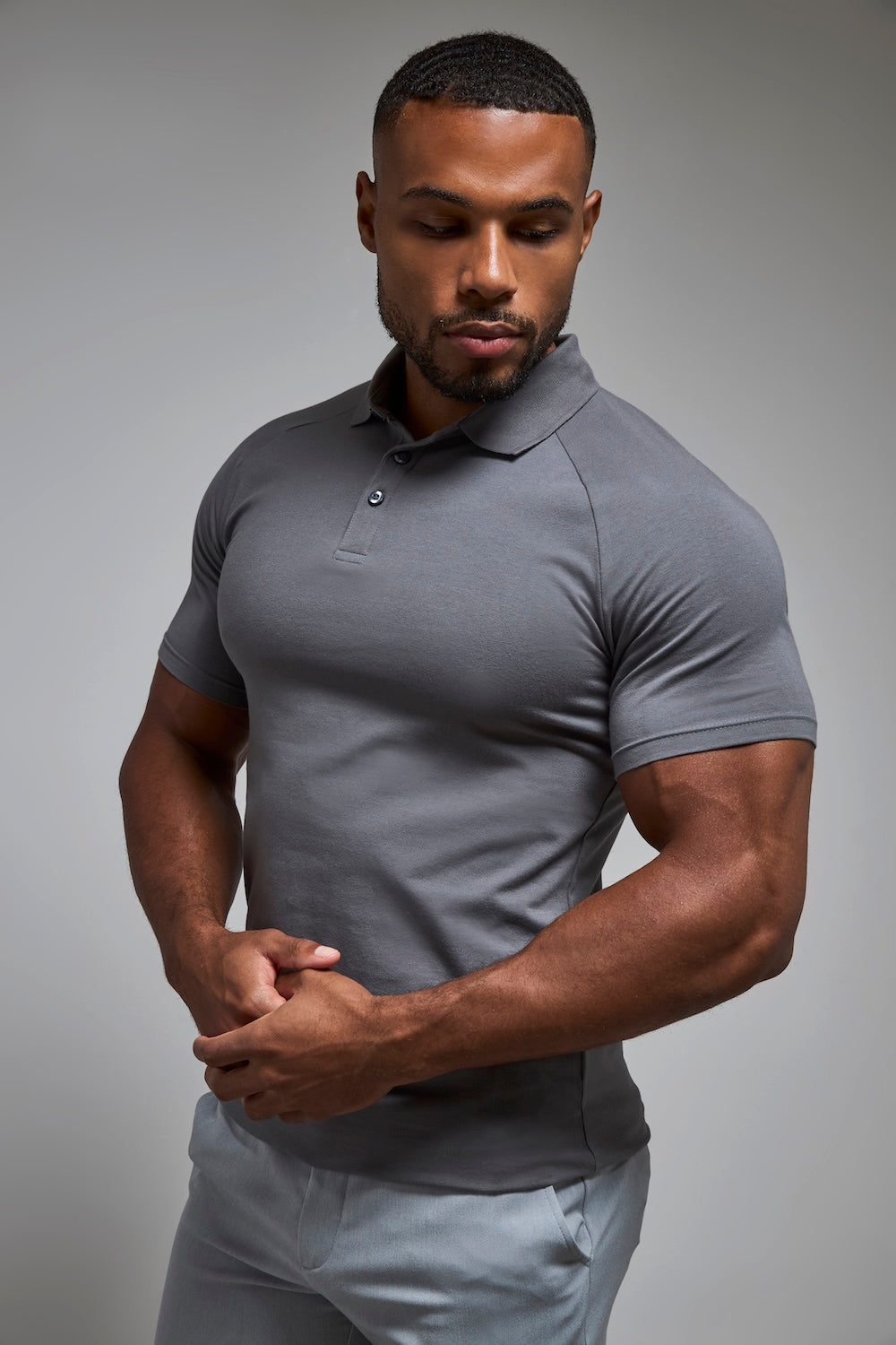 Muscle Fit Polo Shirt in Charcoal