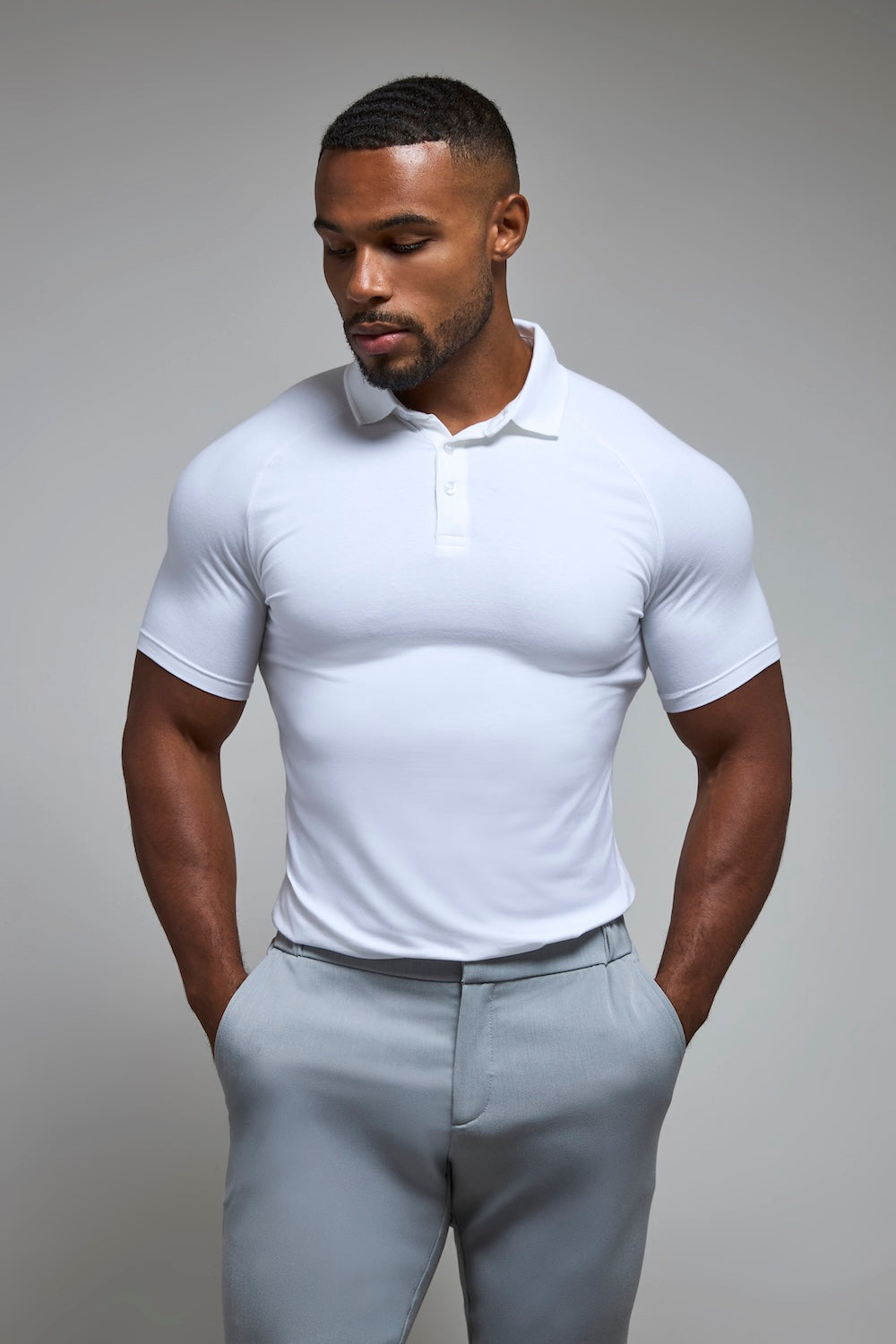 Muscle Fit Polo Shirt in White