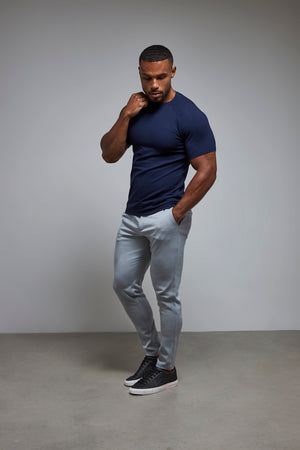 Muscle Fit Crew Neck T-Shirt in Navy