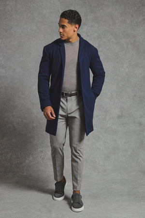 Single Breasted Overcoat in Navy