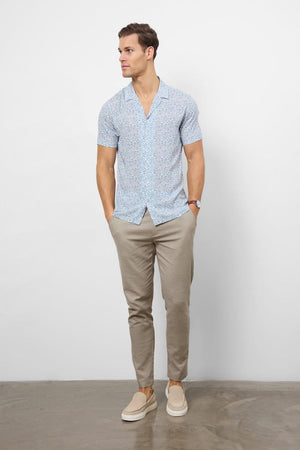 Printed Shirt in Blue Optical Geo - TAILORED ATHLETE - ROW