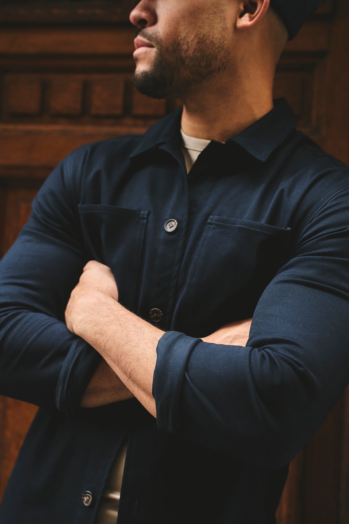 Cotton Rich Overshirt in Navy