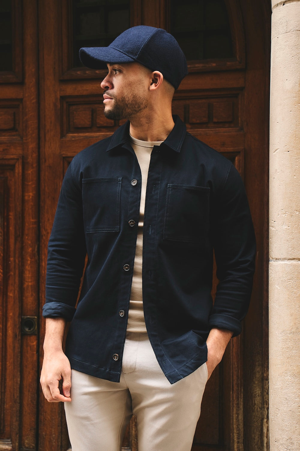 Cotton Rich Overshirt in Navy