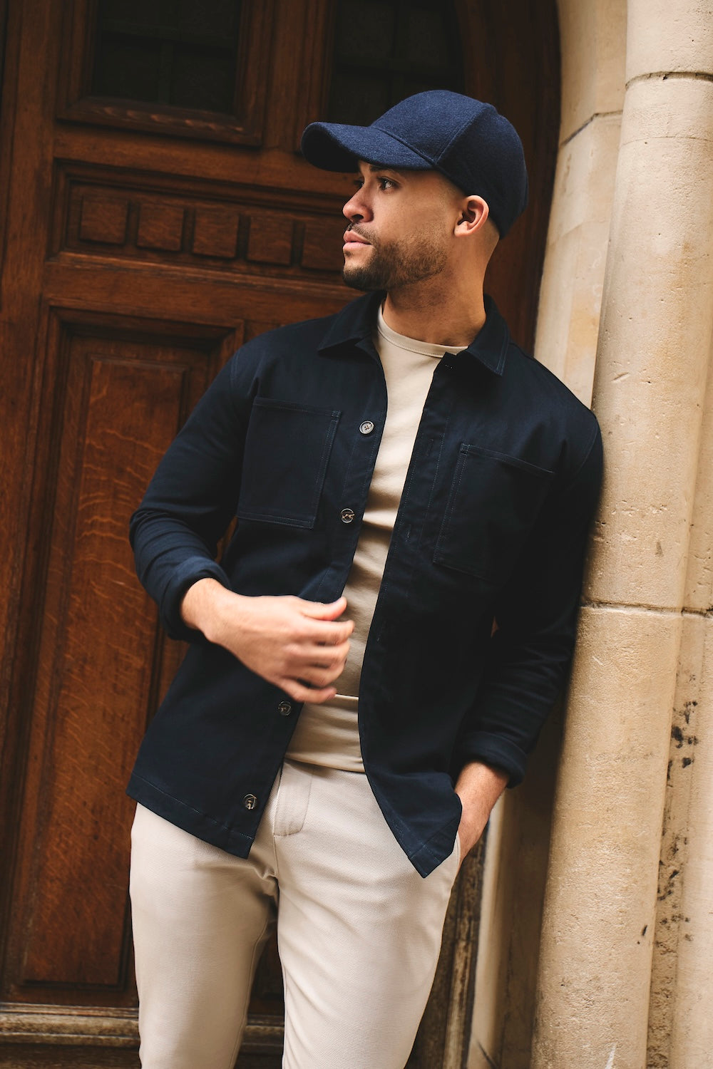 Cotton Rich Overshirt in Navy