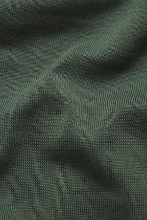 Pure Cotton Knitted Open Collar Polo Shirt in Moss Green
