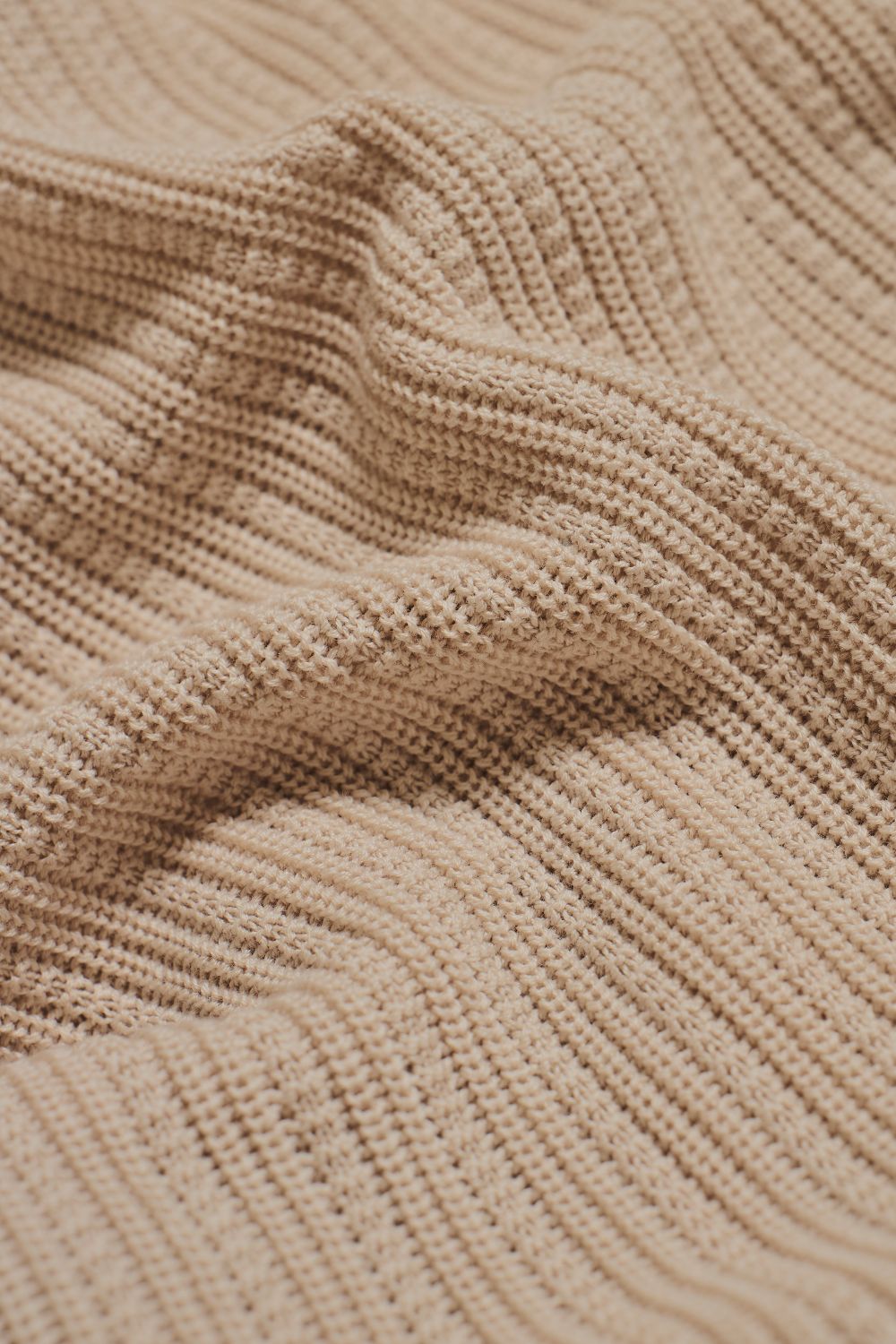 Textured Knitted Open Collar Polo Shirt in Ecru