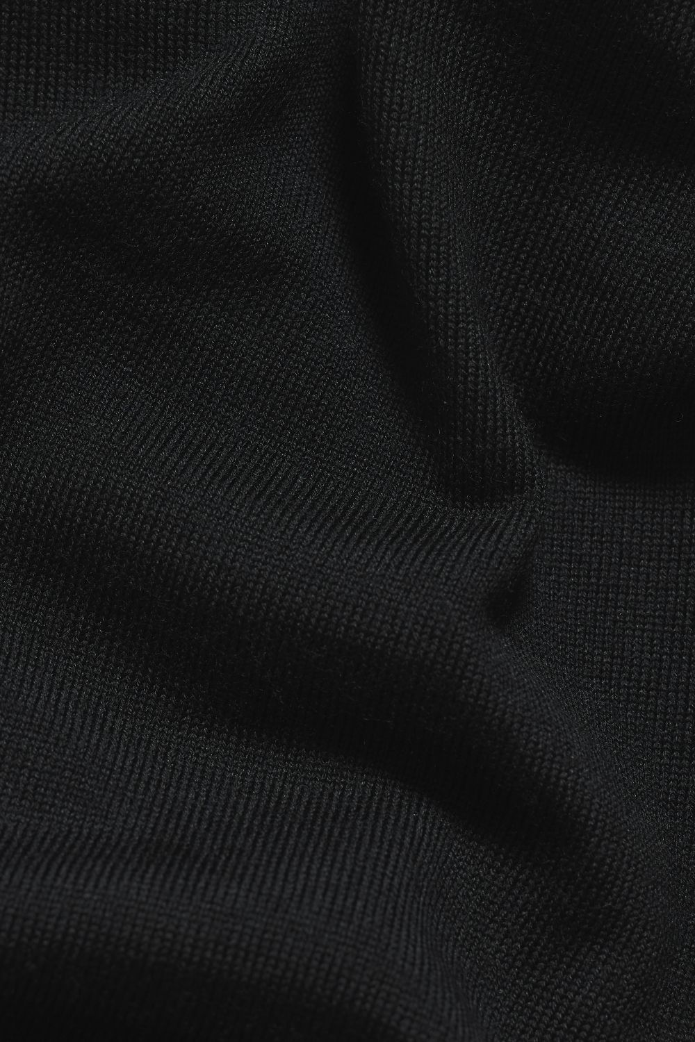 Extra Fine Merino Wool Knitted Open Collar Polo Shirt in Black