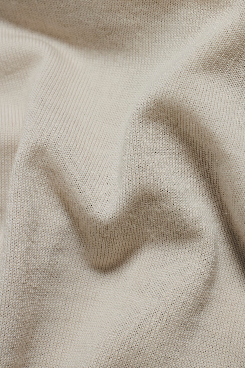 Extra Fine Merino Wool Knitted Open Collar Polo Shirt in Alabaster