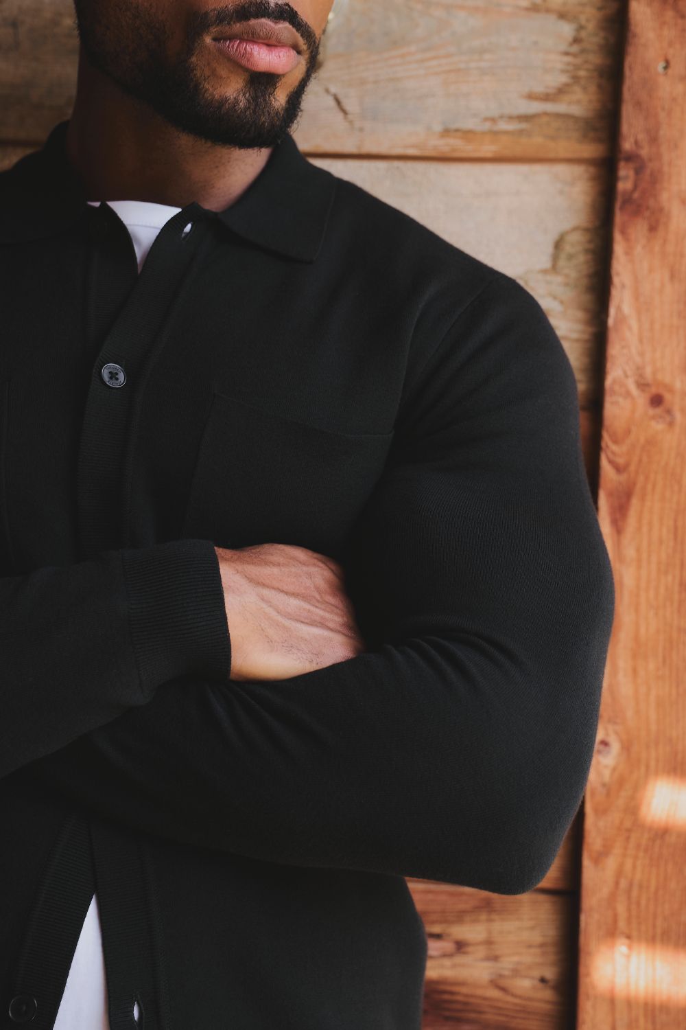 Double Faced Knitted Cardigan in Black