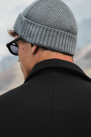 Double Breasted Peacoat in Black