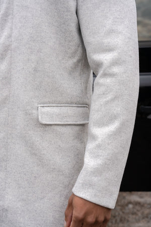 Funnel Neck Overcoat in Pale Grey