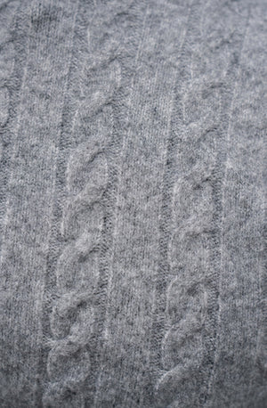 Soft Cable Crew Neck Jumper in Mid Grey