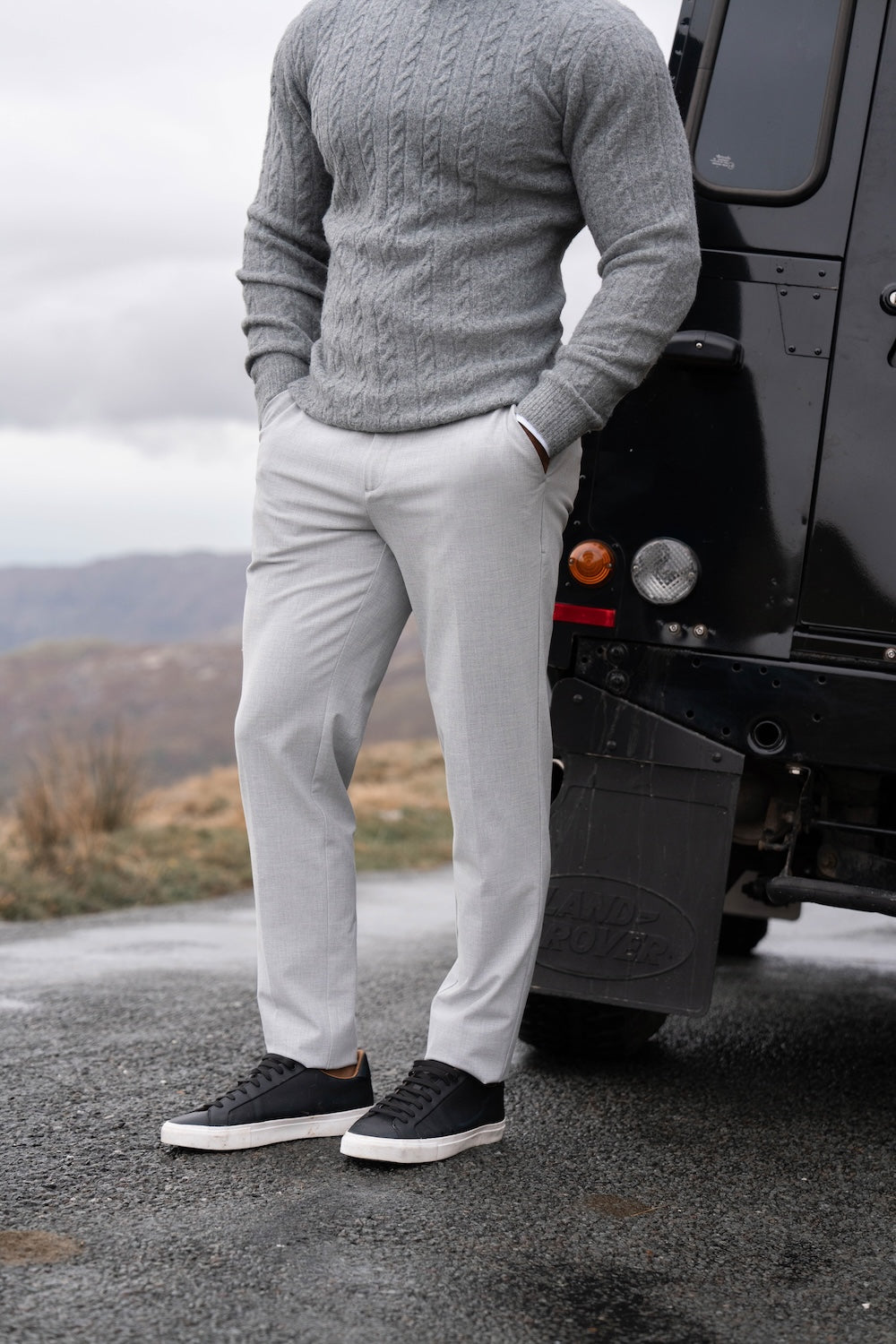 Melange Trousers in Pale Grey