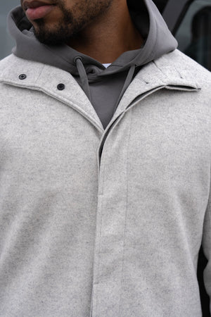 Funnel Neck Overcoat in Pale Grey