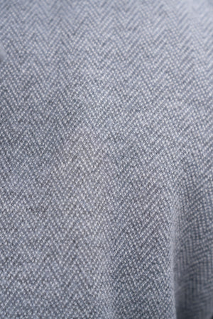 Double Breasted Herringbone Peacoat in Soft Grey