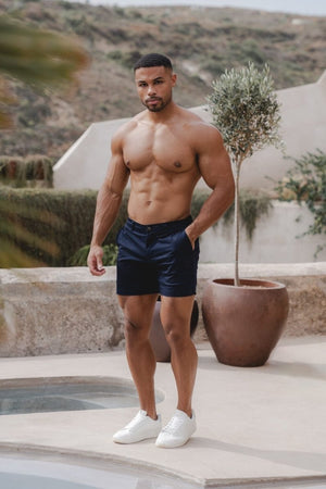 Muscle Fit Chino Shorts - Shorter Length in Navy - TAILORED ATHLETE - ROW