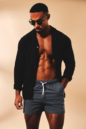 Quick Dry Plain Swim Shorts in Graphite