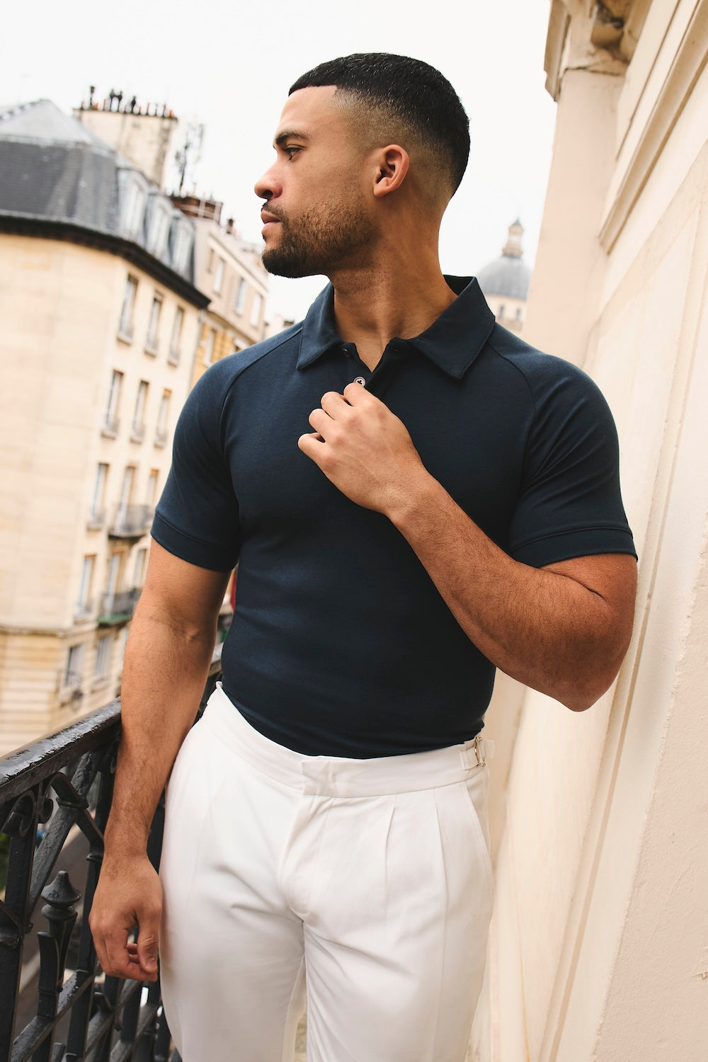 Luxe Smart Polo Shirt in Ink Blue