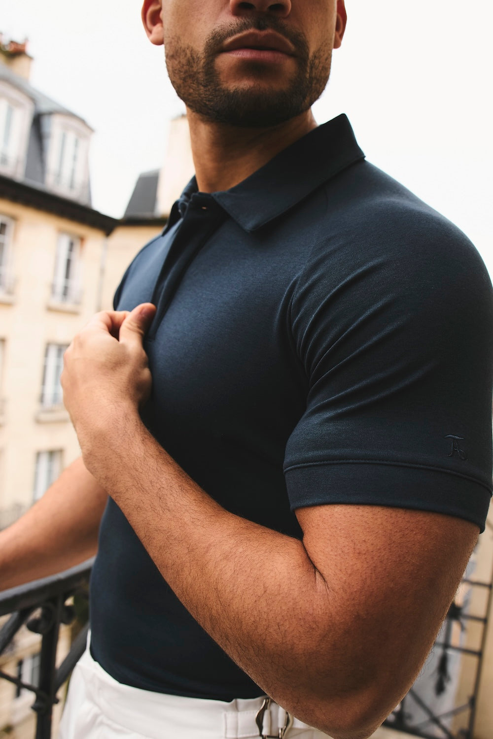 Luxe Smart Polo Shirt in Ink Blue