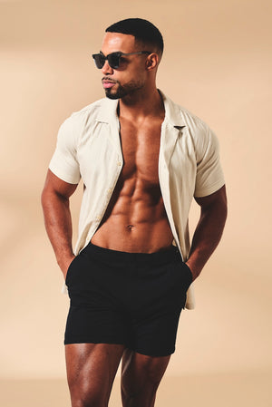 Quick Dry Hybrid Side Adjuster Swim Short in Black