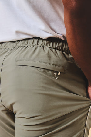 Quick Dry Piped Swim Shorts in Sage