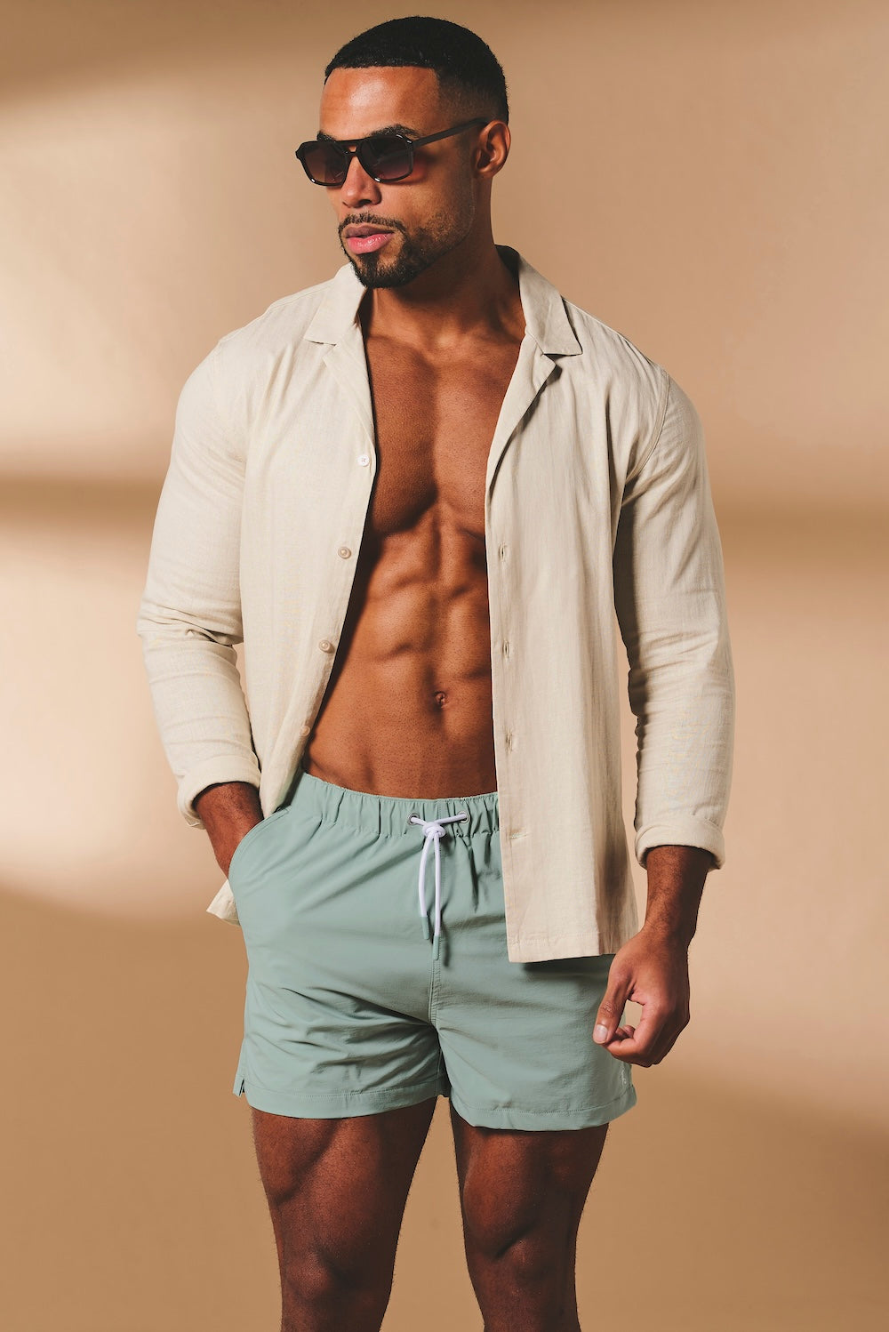 Quick Dry Plain Swim Short in Sage