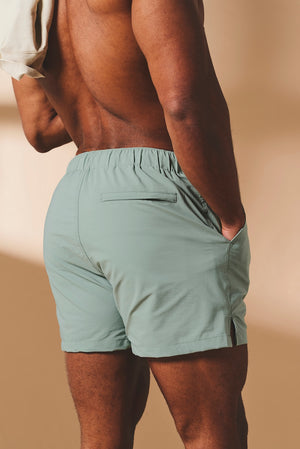 Quick Dry Plain Swim Short in Sage