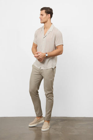 Printed Shirt in Stone Retro Stripe - TAILORED ATHLETE - ROW