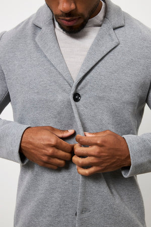 Single Breasted Herringbone Overcoat in Soft Grey