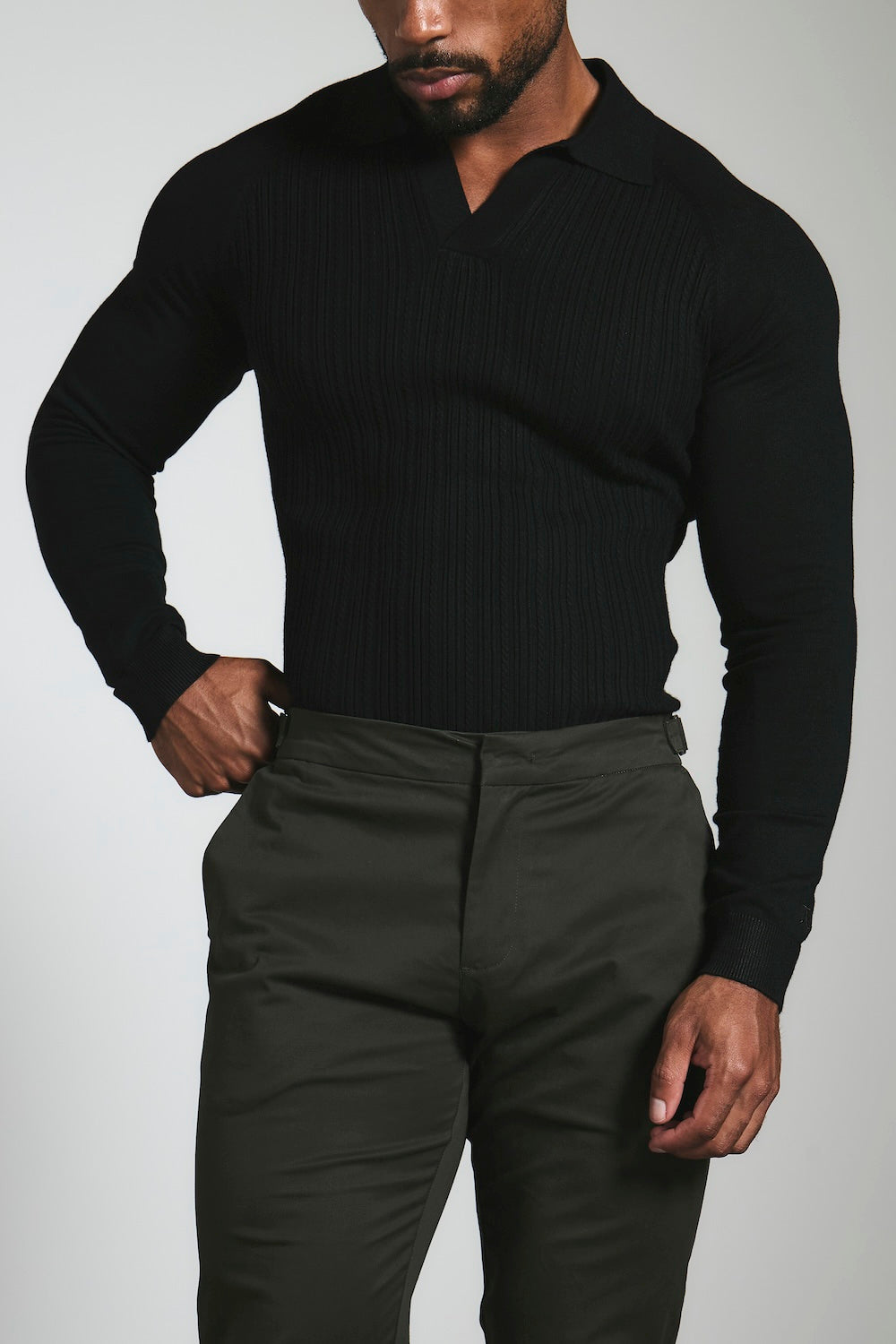 Smart Chino Side Adjuster Trousers in Dark Khaki