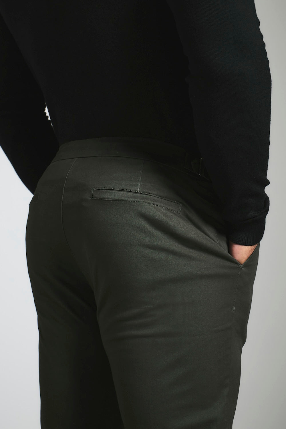 Smart Chino Side Adjuster Trousers in Dark Khaki