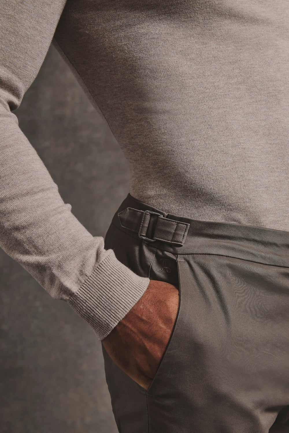Smart Chino Side Adjuster Trousers in Mocha