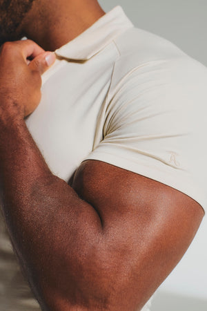 Essential Jersey Buttonless Polo Shirt in Alabaster