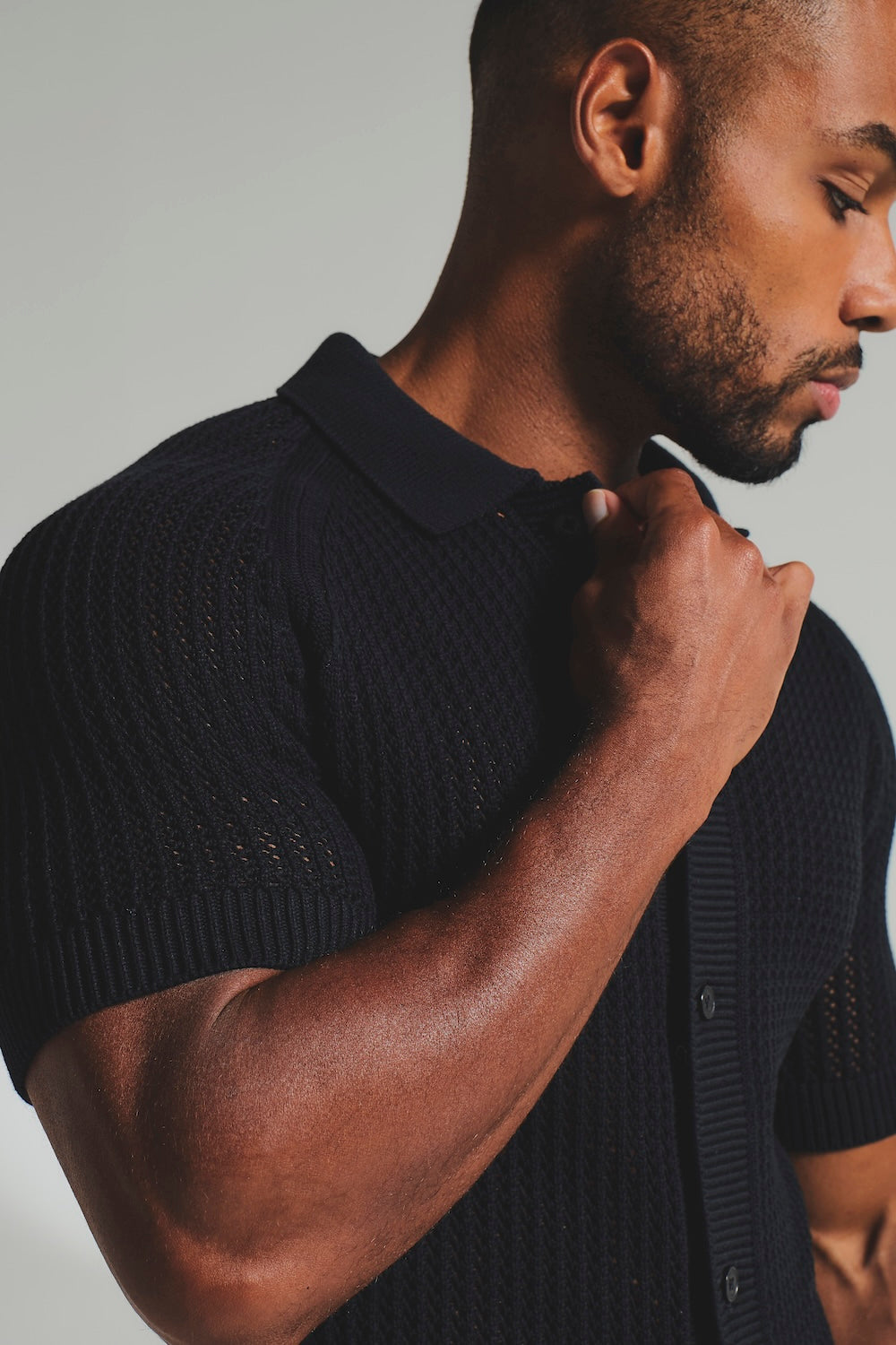 Crochet Knitted Shirt in Black