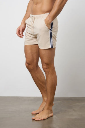 Twin Stripe Swim Short in Stone - TAILORED ATHLETE - ROW