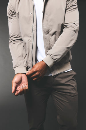 Shower Resistant Funnel Neck Jacket in Pebble Grey