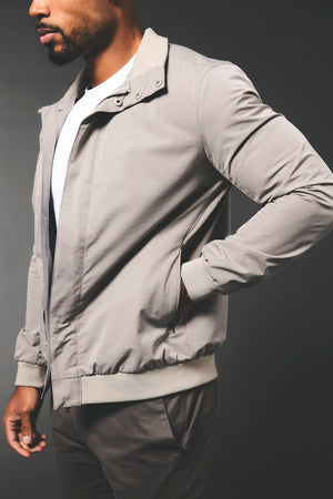 Shower Resistant Funnel Neck Jacket in Pebble Grey