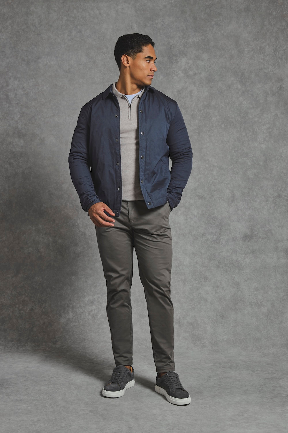 Shower Resistant Padded Coat Jacket in Navy