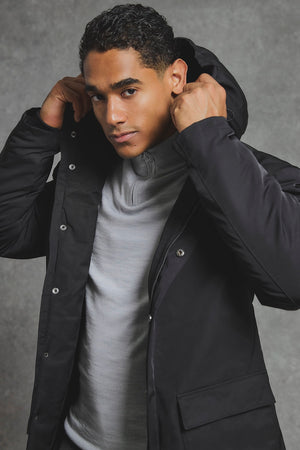 Shower Resistant Padded Parka in Black