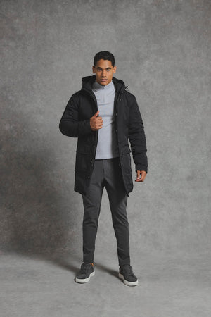 Shower Resistant Padded Parka in Black