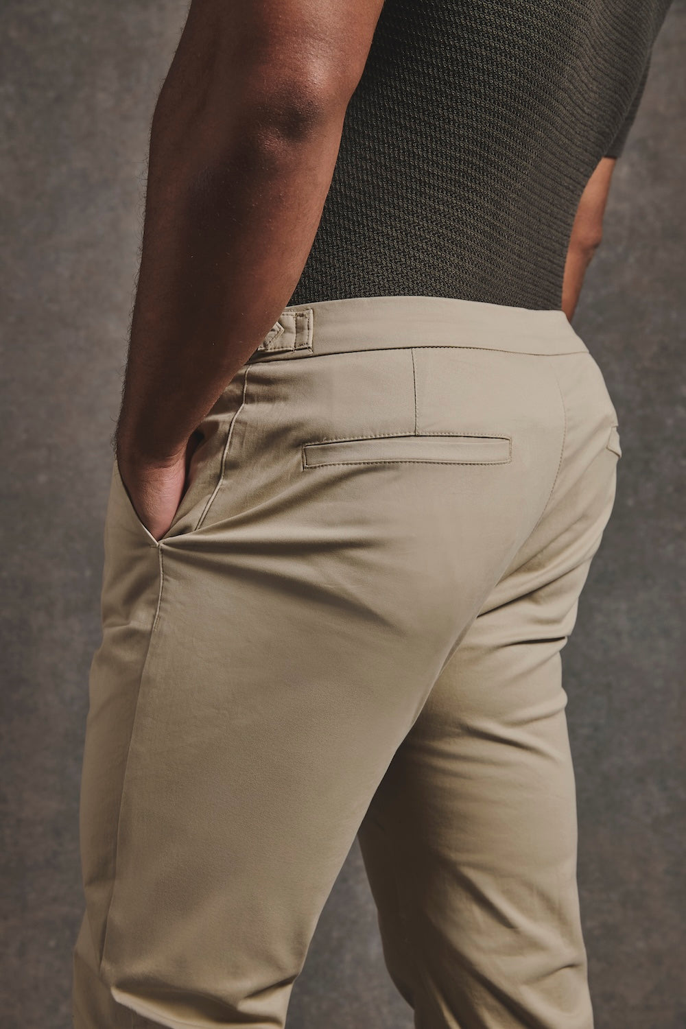 Smart Chino Side Adjuster Trousers in Stone