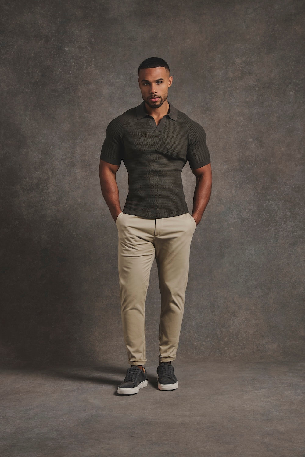 Smart Chino Side Adjuster Trousers in Stone