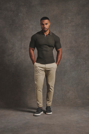Smart Chino Side Adjuster Trousers in Stone