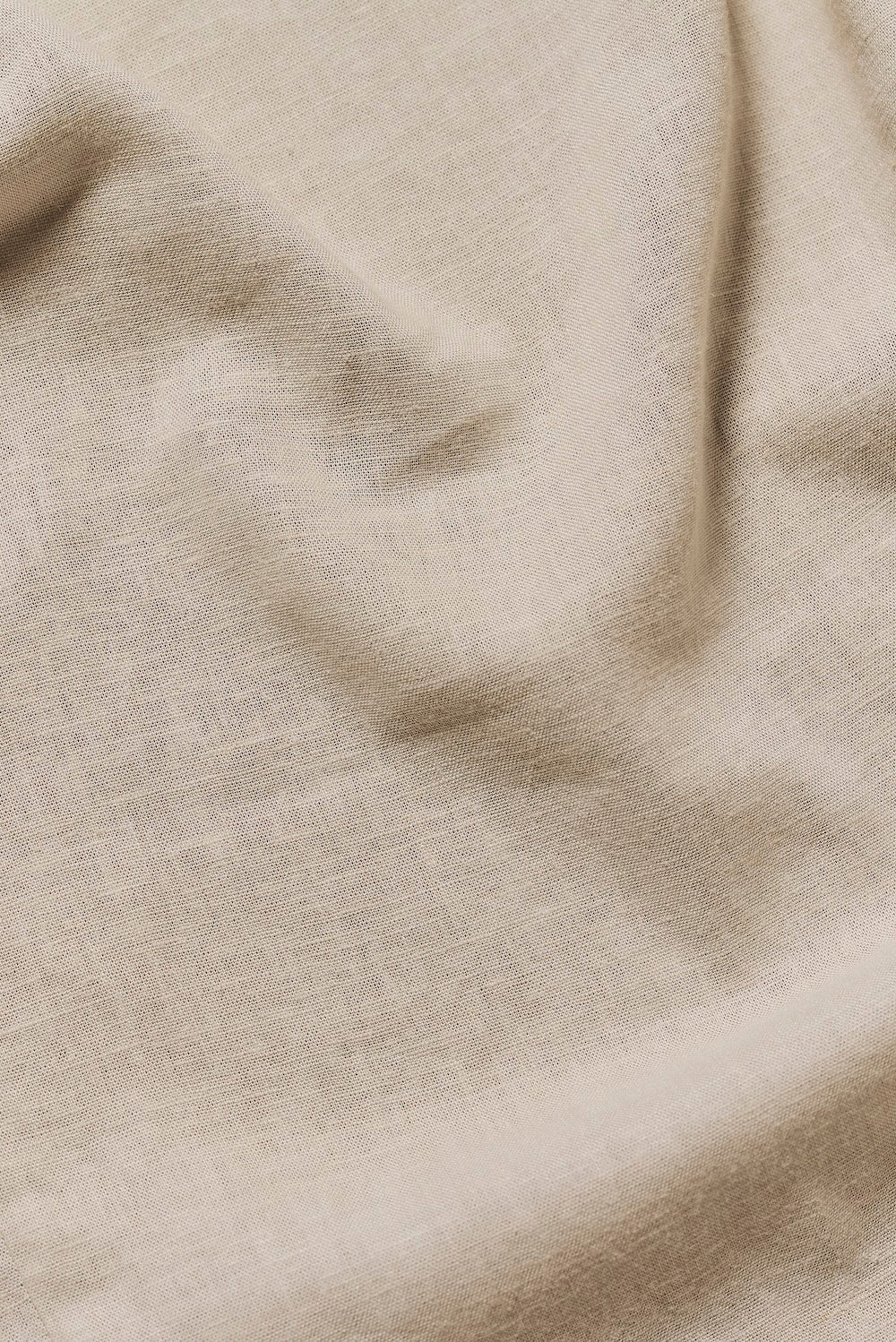 Stretch Linen Blend Cuban Collar Shirt in Stone