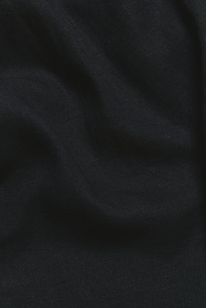 Stretch Linen Blend Cuban Collar Shirt in Navy