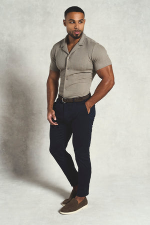 Muscle Fit Cotton Stretch Chino Trouser in Navy