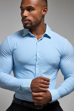 Striped Stretch Formal Shirt in Blue