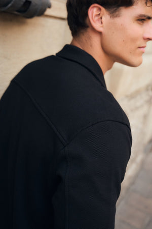 Twill Jersey Shacket in Black
