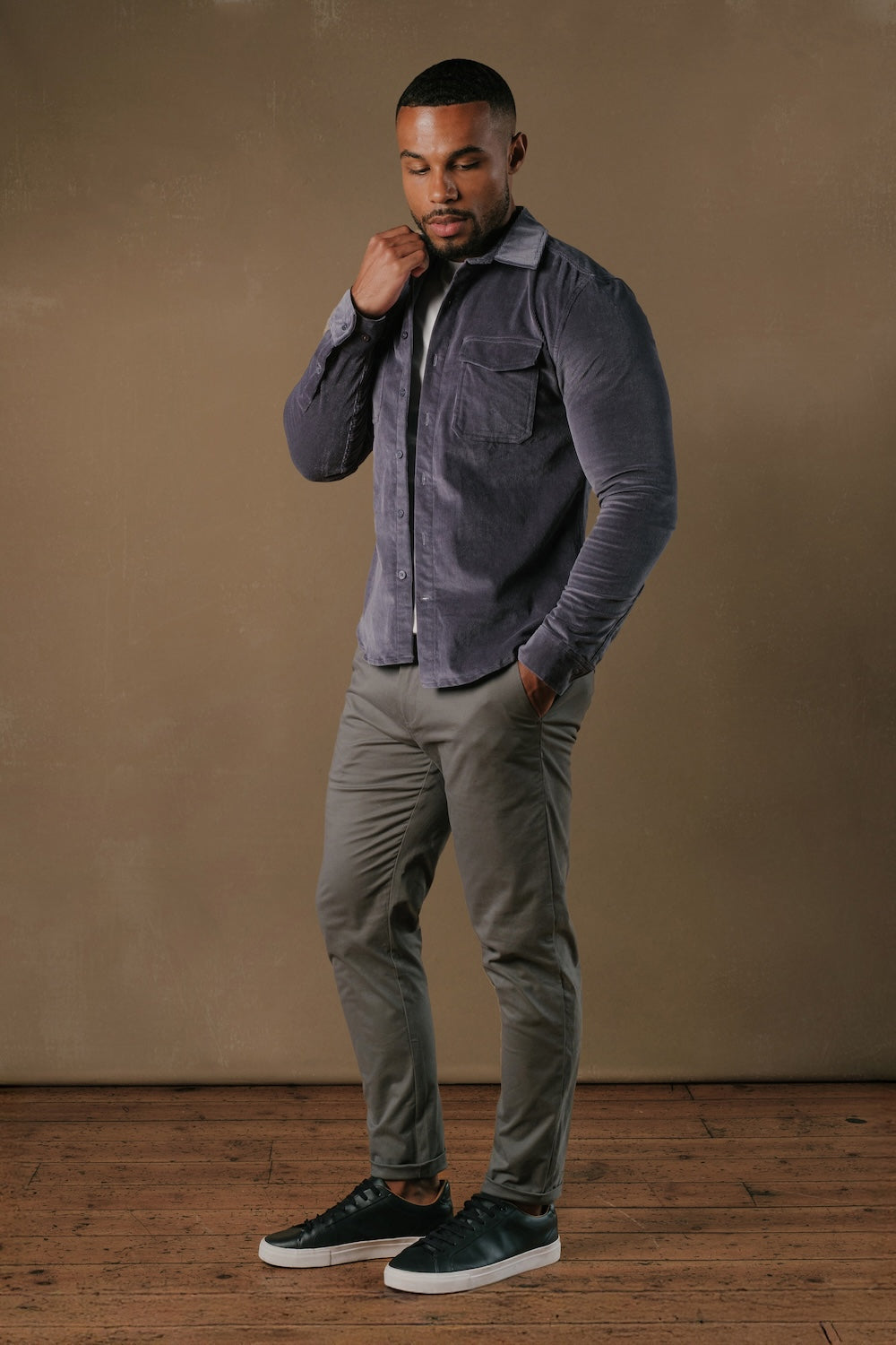 Cord Overshirt in Slate Blue